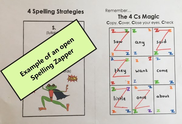 Example of an open Spelling Zapper