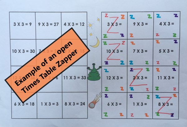 Example of an open Times Table Zapper